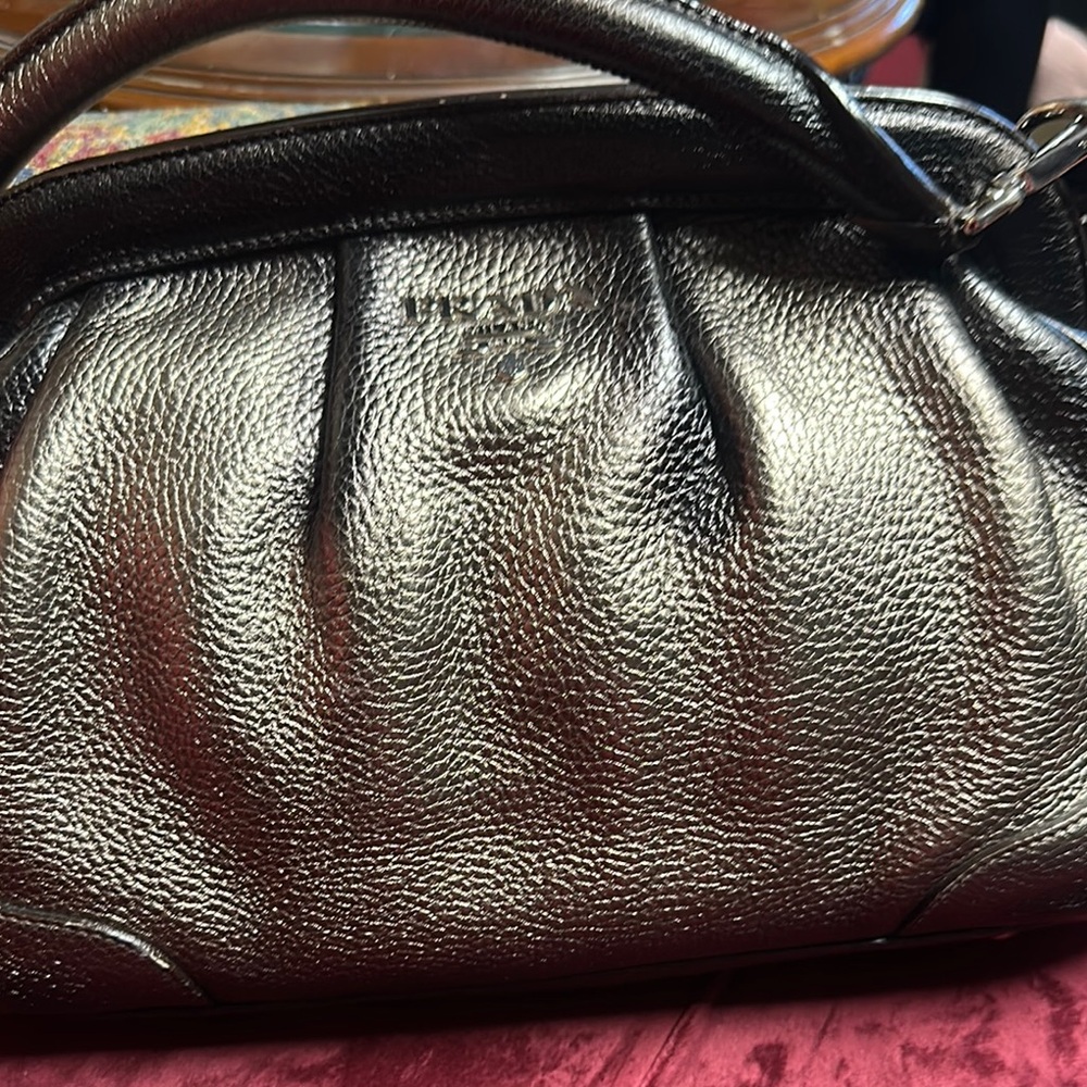 Prada Metallic Black Leather Bag
